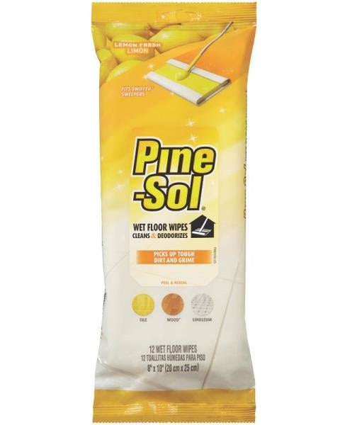 Pine-Sol 97354 Wet Floor Wipes, Lemon Fresh, 8" x 10"