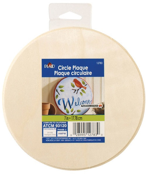 Plaid 12783E Natural Wood Circle Plaque, Beige