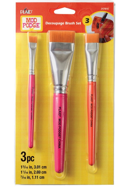 Plaid 24781 Mod Podge 3-Piece Decoupage Brush Set