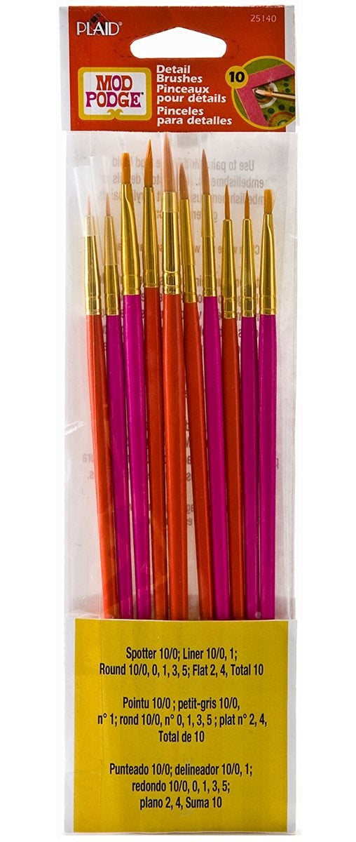 Plaid 25140 Mod Podge Gold Taklon Bristles Paint Brush Set, Multiple sizes