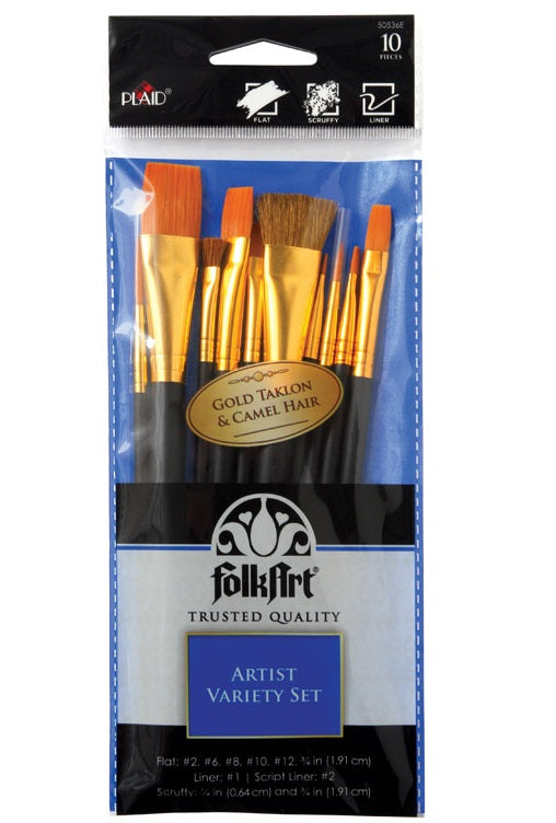 Plaid 50536E FolkArt Paint Brush Set, Multiple Sizes
