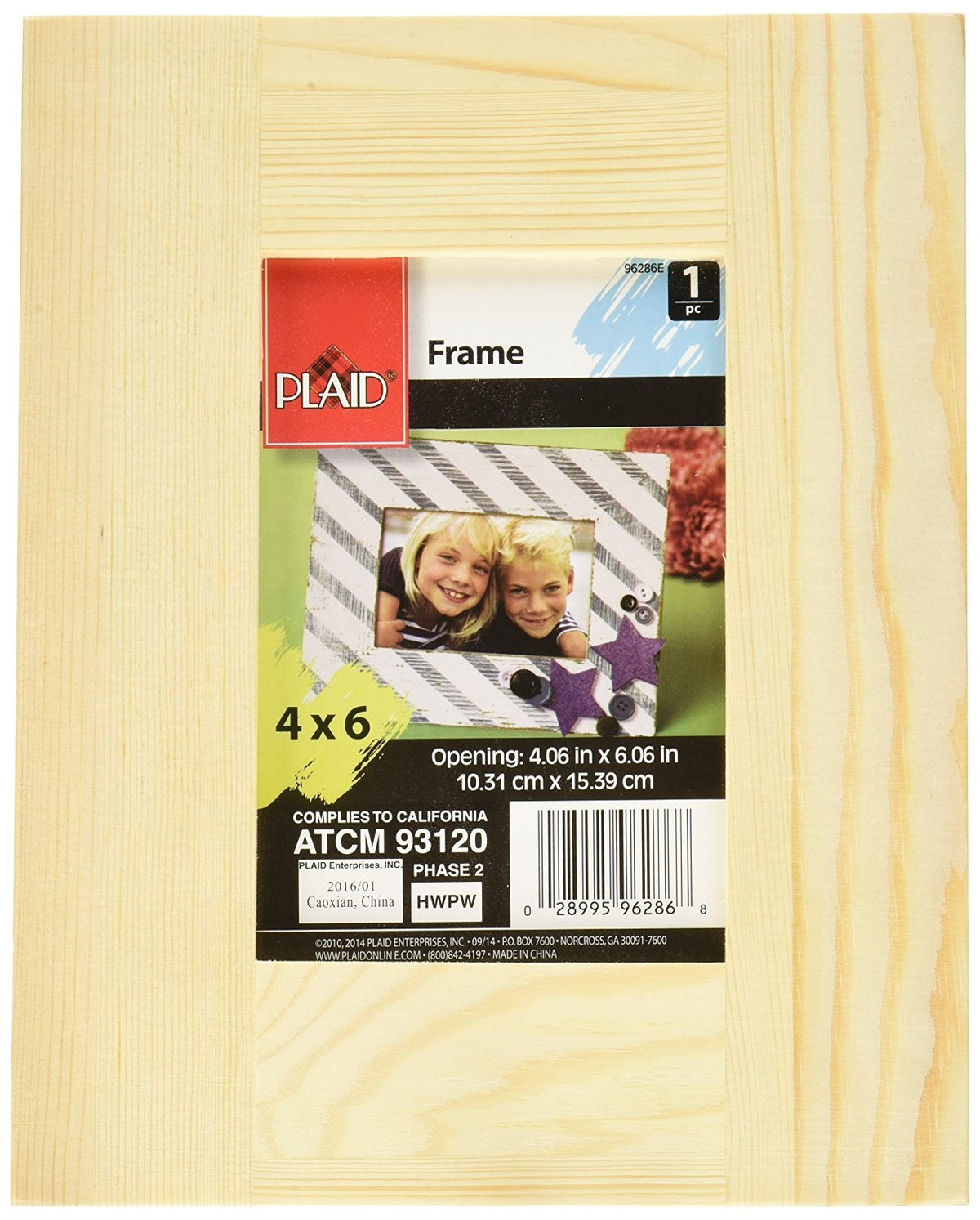 Plaid 96286 Wood Rectangle Frame, Brown, Natural