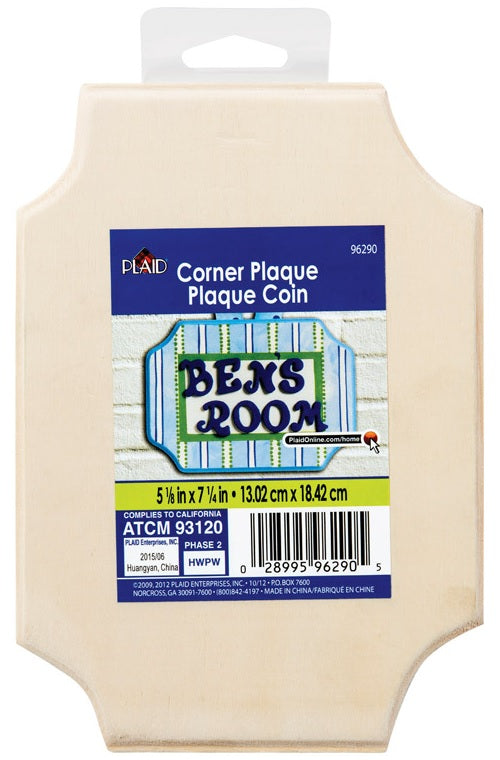 Plaid 96290 Wood Corner Plaque, Beige