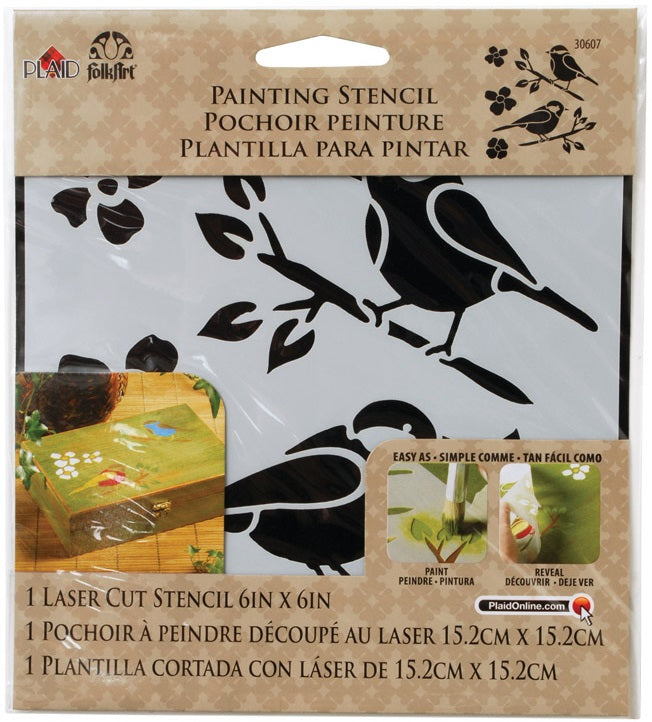 Plaid FolkArt 30607 Bird Painting Stencil, Plastic, 6" x 6"