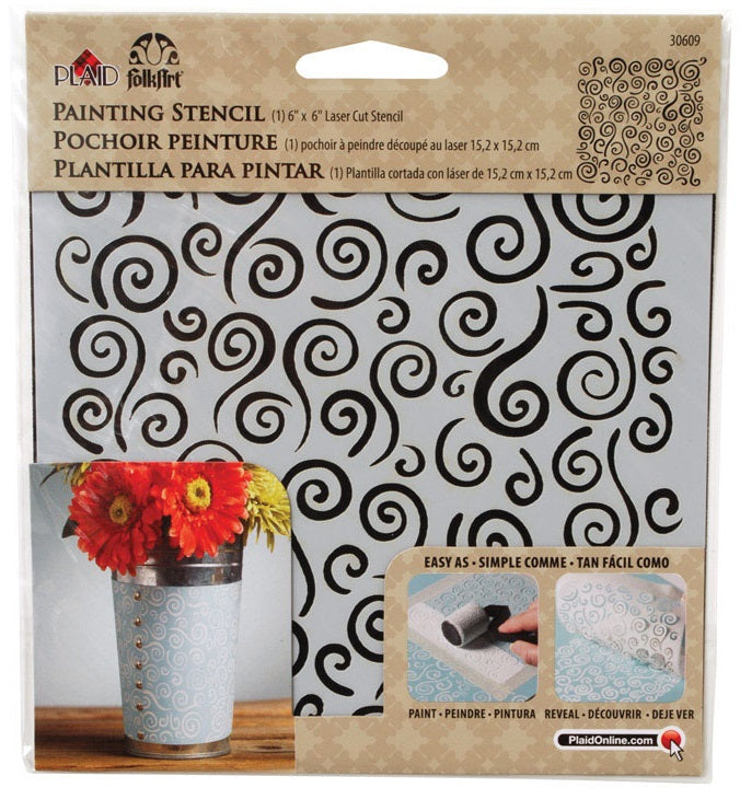 Plaid FolkArt 30609 Swirl Painting Stencil, Plastic, 6" x 6"