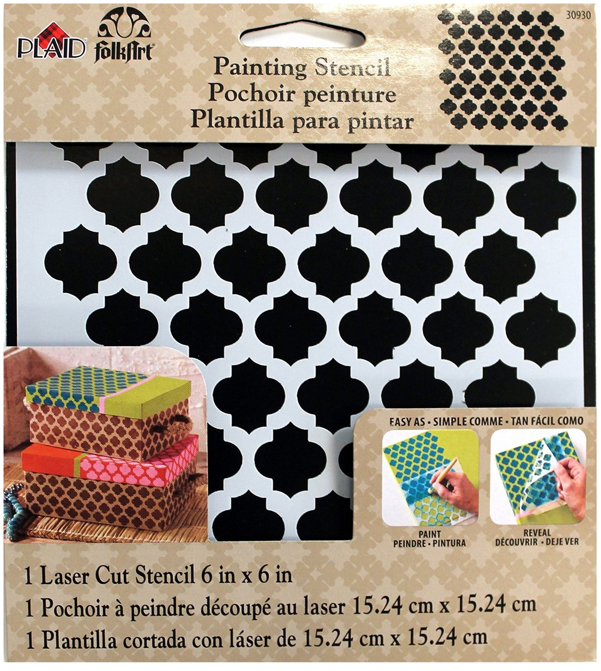 Plaid FolkArt 30930 Lattice Stencil, Plastic, 6" x 6"
