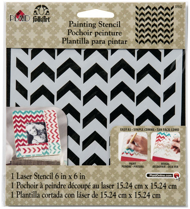 Plaid FolkArt 30932 Petite Chevron Stencil, Plastic, 6" x 6"