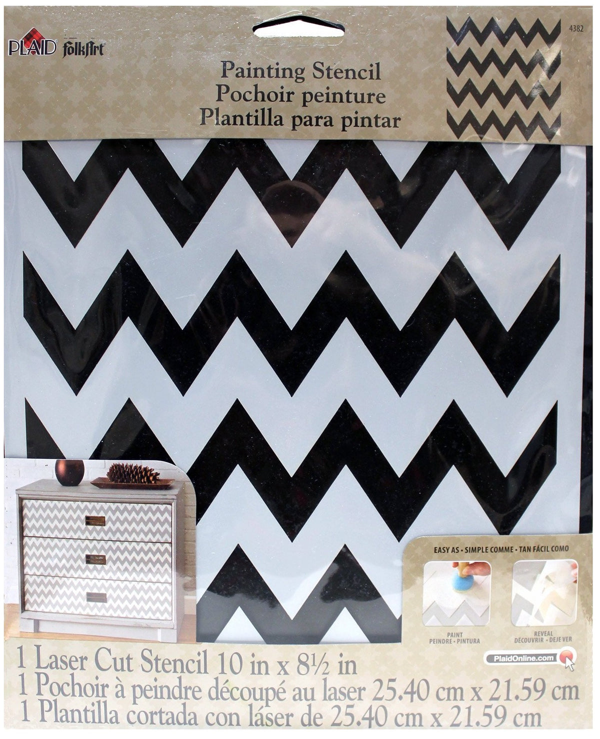 Plaid FolkArt 4382 Chevron Stencil, Plastic, 10" x 8.5"