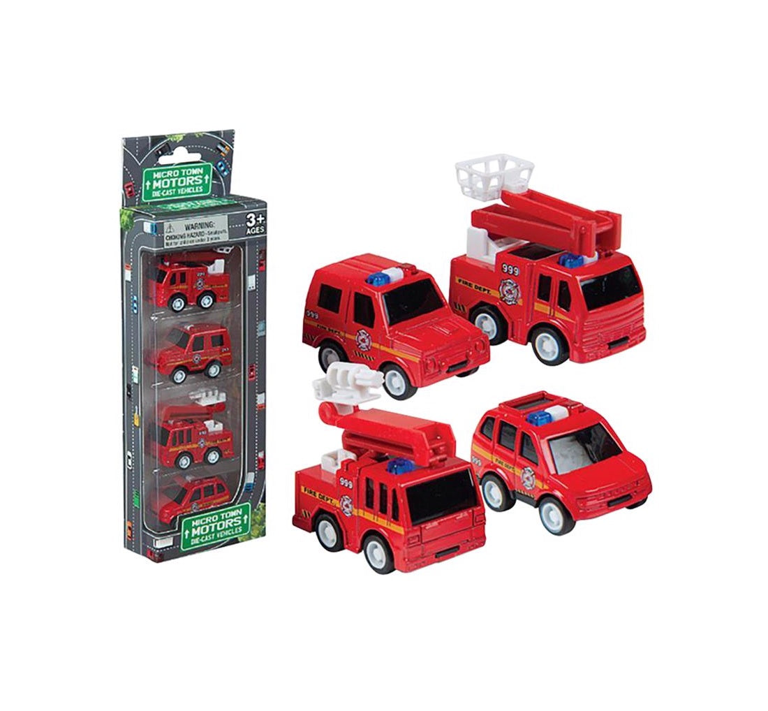 Playmaker Toys 11611 Die-Cast Car Pack Fire Trucks, Die Cast