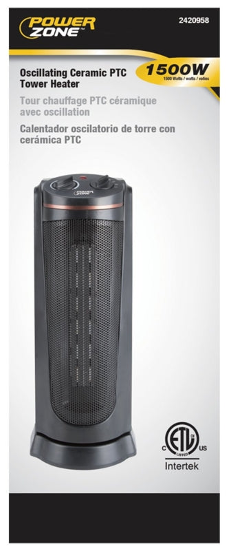 PowerZone HPQ15A-M Ceramic Tower Electric Heater, 900/1500 Watts