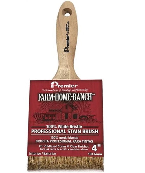 Premier Paint Roller FHR00144 White China Bristle Stain Brush, 4"