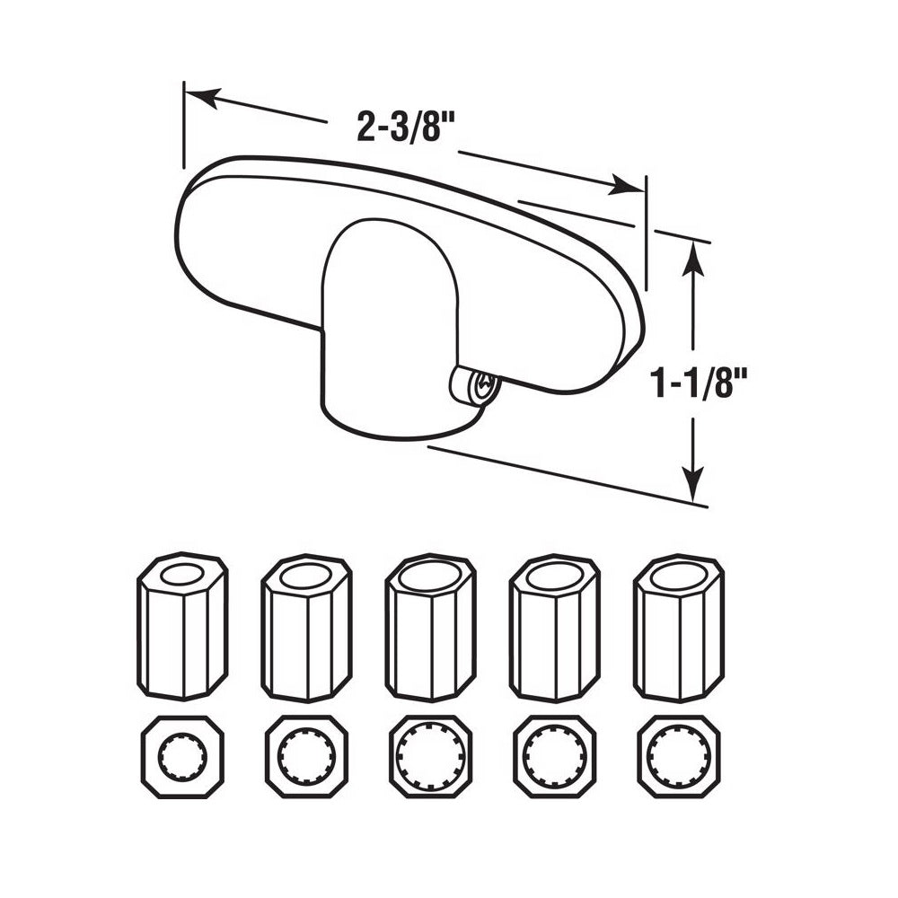 Prime-Line H 3892 Universal Casement Tee Handles, White, Zinc