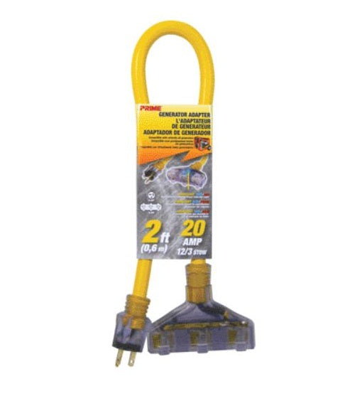 Prime Wire & Cable GC130802 Generator Cord , 2', 30 Amp "W", Yellow