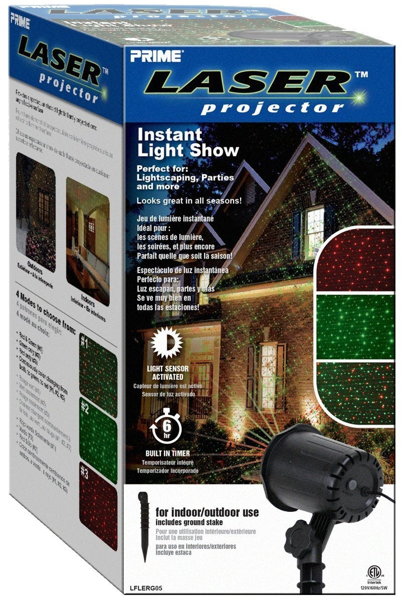 Prime Wire & Cable LFLERG05 Laser Light Projector Christmas Yard Stake, Black