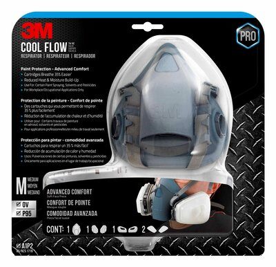 3M 7512PA1-A Professional Series Paint Sprayer P95 Valved Respirator, Medium