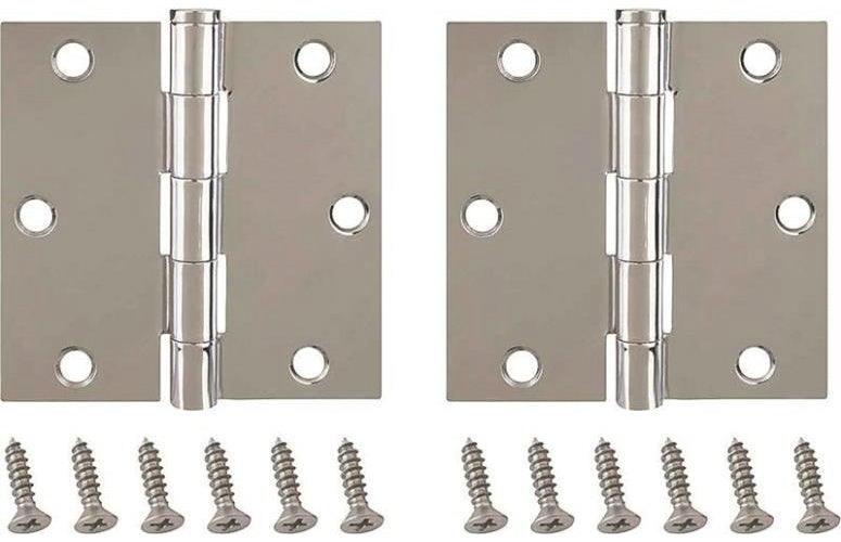 Prosource BH-202CH-PS Square Corner Residential Door Hinges, Bright Chrome