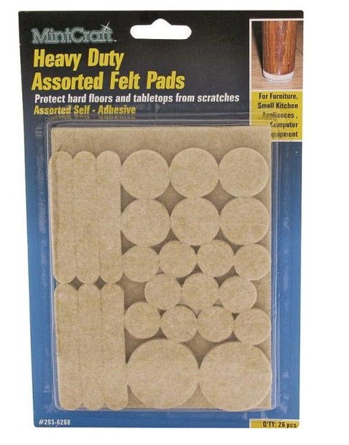 Prosource FE-50209-PS Heavy Duty Assortment Felt Pads, Beige