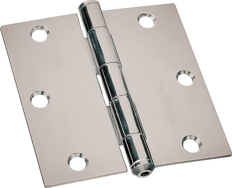 Prosource LR-042-PS Square Corner Utility Hinge, Wide, Steel, 4" x 4"
