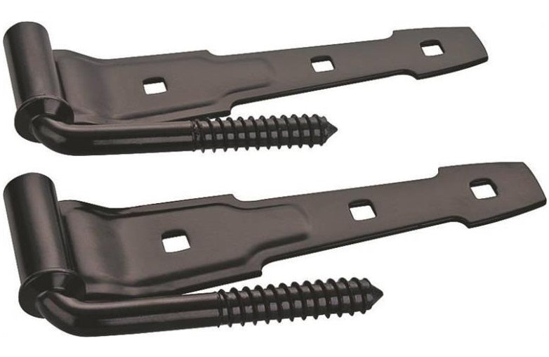 Prosource LR-174-PS Screw Hook And Strap Hinge, Steel, Black Powder Coated, 8" L
