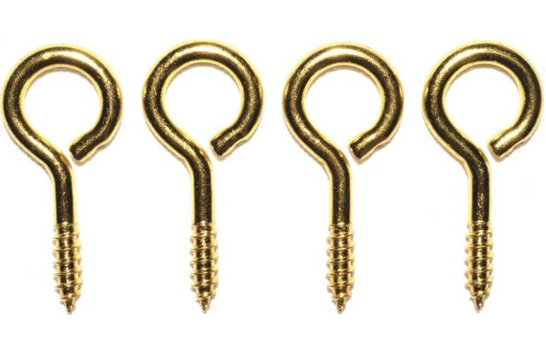 Prosource LR-242-PS Large Screw Eyes, Brass, 13/32" Dia. x 1-3/8" L