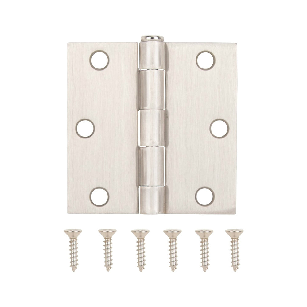 Prosource LR-708-PS Square Corner Residential Door Hinges, Satin Nickel, 3" x 3"