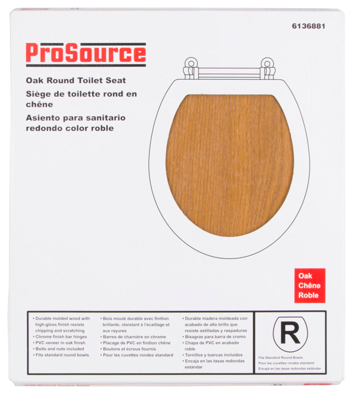 ProSource T-17WO-3L-C Round Toilet Seat, Wood Color