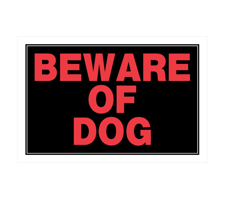 Hillman 839924 English Beware Sign, 8" x 12", Black