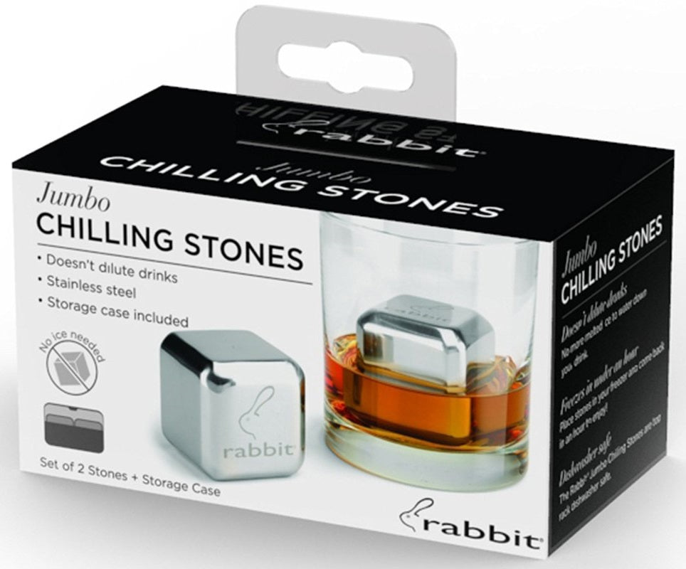 Rabbit W9962 Jumbo Chilling Stones, Stainless Steel, Set Of 2