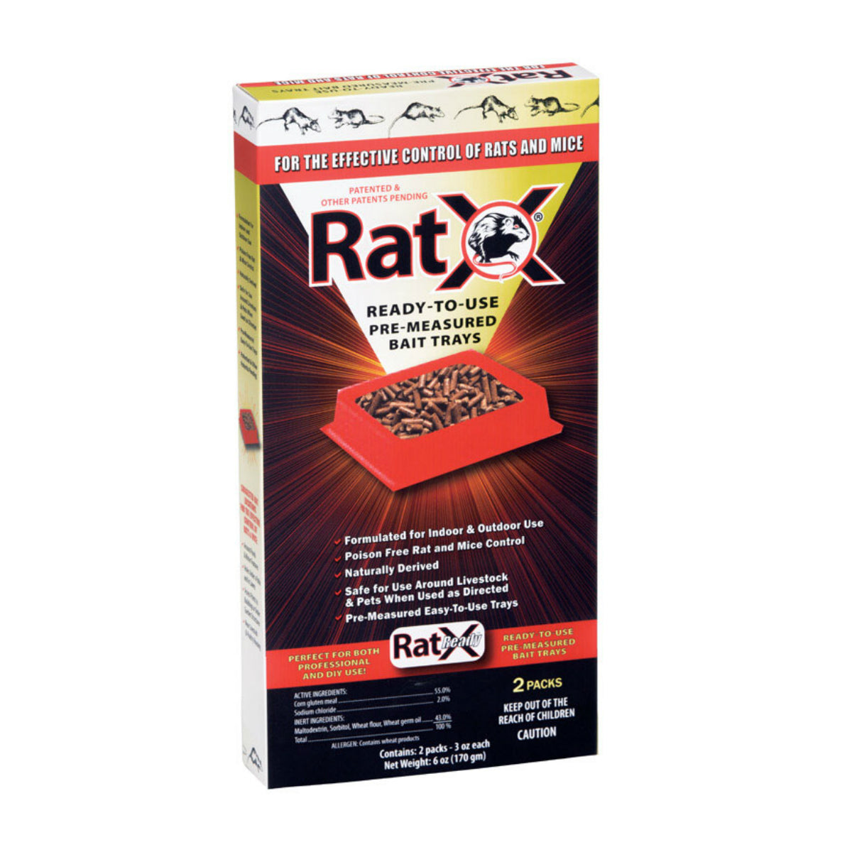 RatX 620104 Rats Pre-Measured Bait Tray, 3 Oz