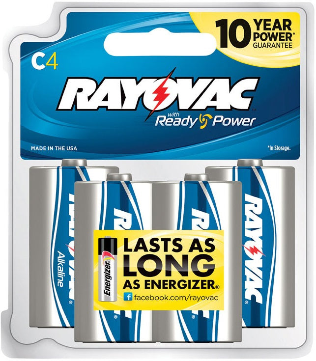 Rayovac 814-TLJ C Alkaline Batteries, 1.5 Volts, 4/Pack