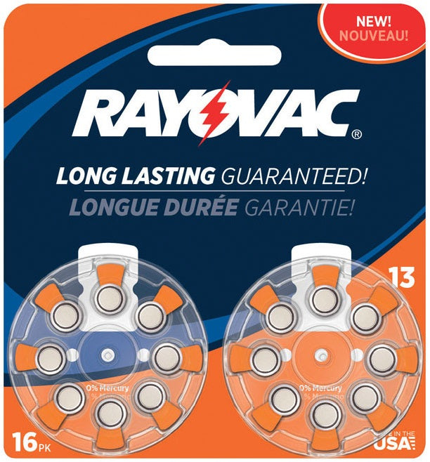 Rayovac L13ZA-16ZM Hearing Aid Batteries, 1.45 Volt