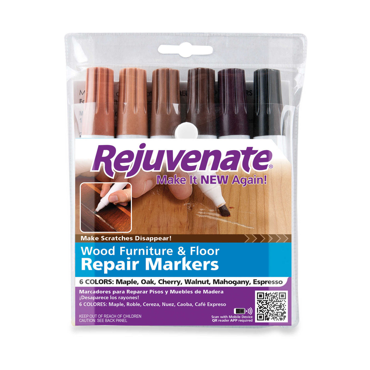 Rejuvenate RJ6WM Wood Furniture and Floor Repair Markers, 6 Piece