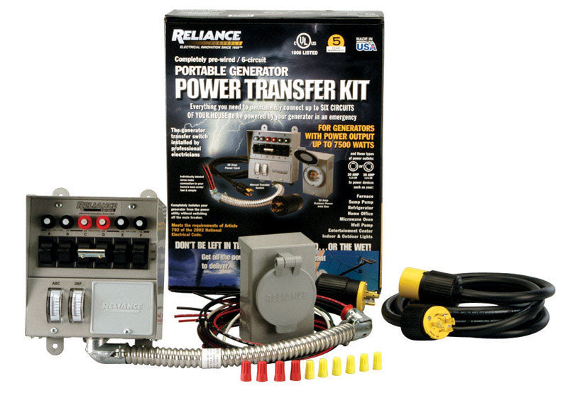 Reliance Controls 306CRK Generator Power Transfer Kit, 30 Amp, 240 Volt