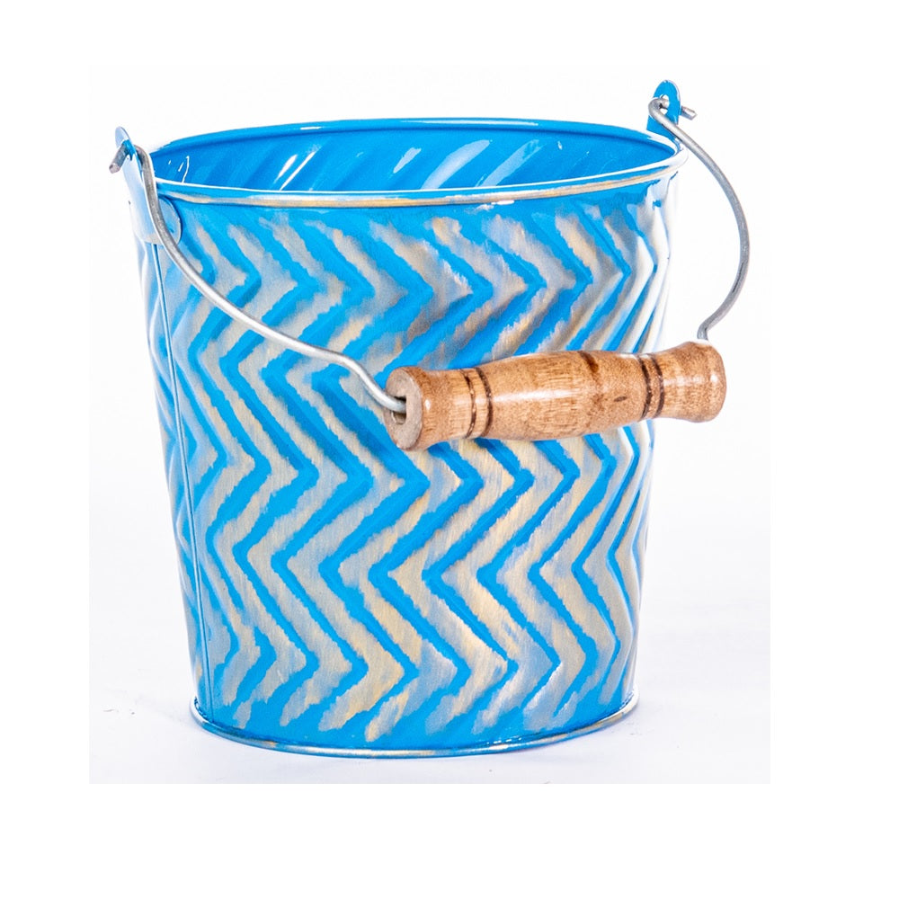 Robert Allen MPT02639 Meridian Chevron Round Planter, Blue