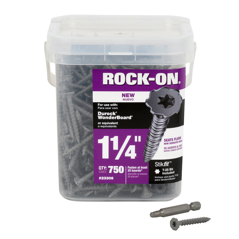 Rock-On 23306 Star Round Head Cement Board Screws, 1-1/4 inch, 750 Count