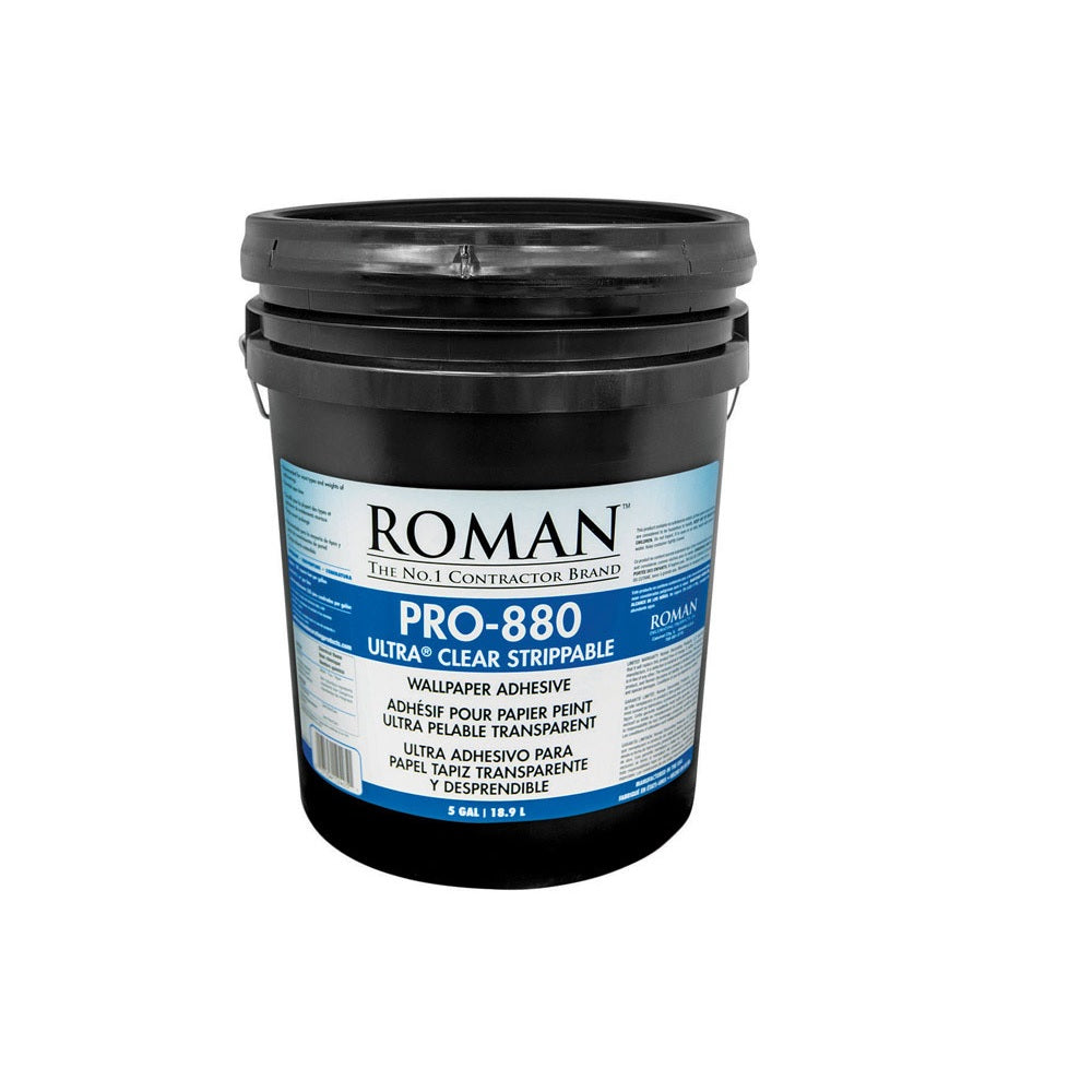 Roman 12405 PRO-880 Ultra Clear Strippable Wallpaper Adhesive, 5 Gallon