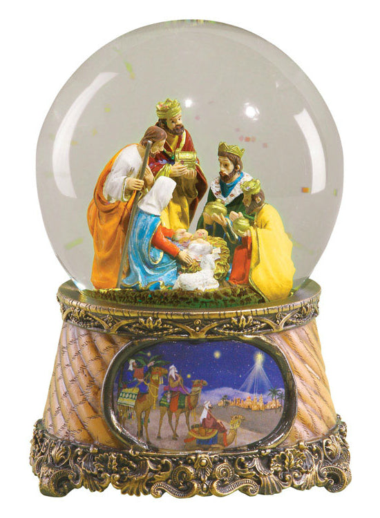 Roman 33028ACE Musical Three Kings Nativity Glitterdome, 6"