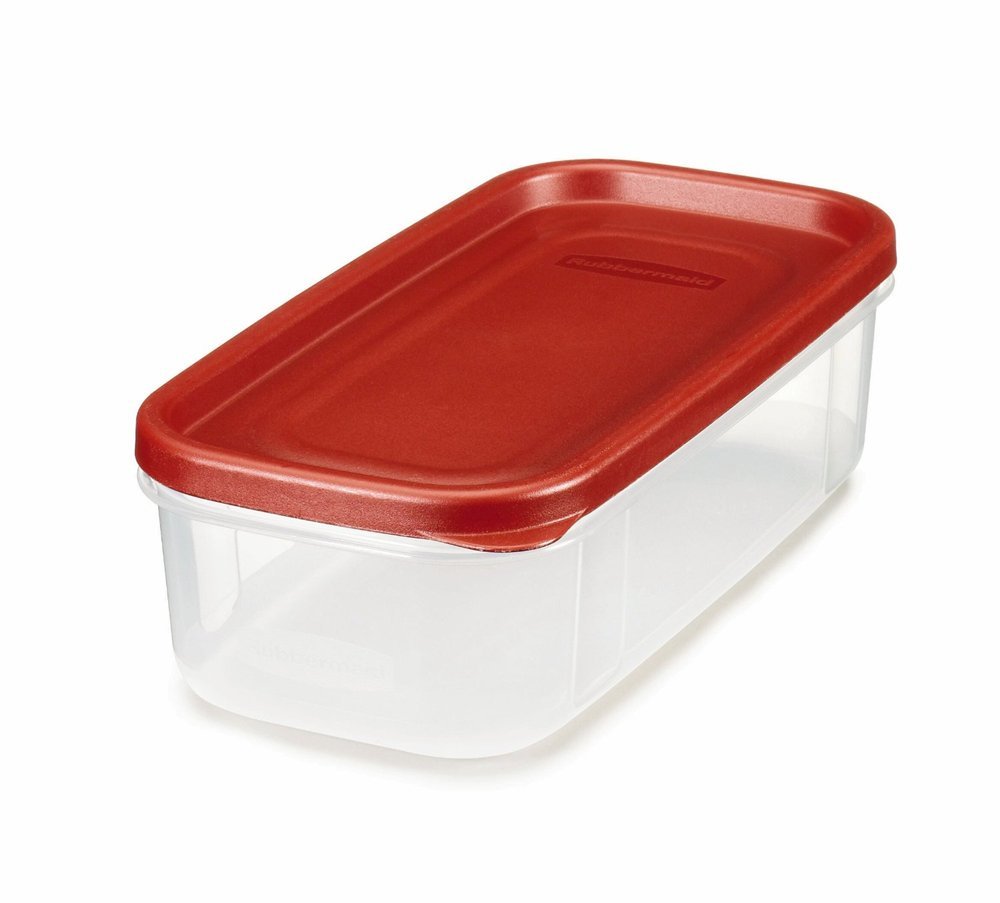Rubbermaid 7F57-RE-TCHIL Divided Rectangle Container, 29.6 Oz., Red Lid