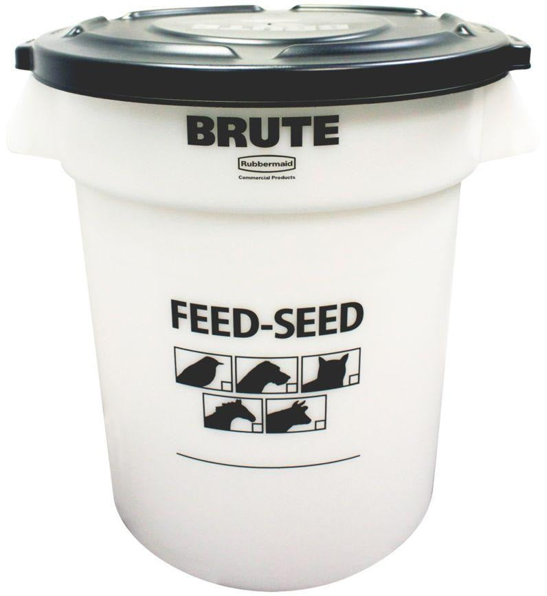 Rubbermaid 1868861 Brute Feed-Seed Round Trash Can With Lid, 20 Gallon
