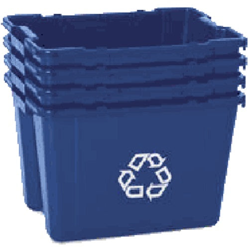 Rubbermaid 571473BLUE Recycling Box, 14.5 Gallon, Blue