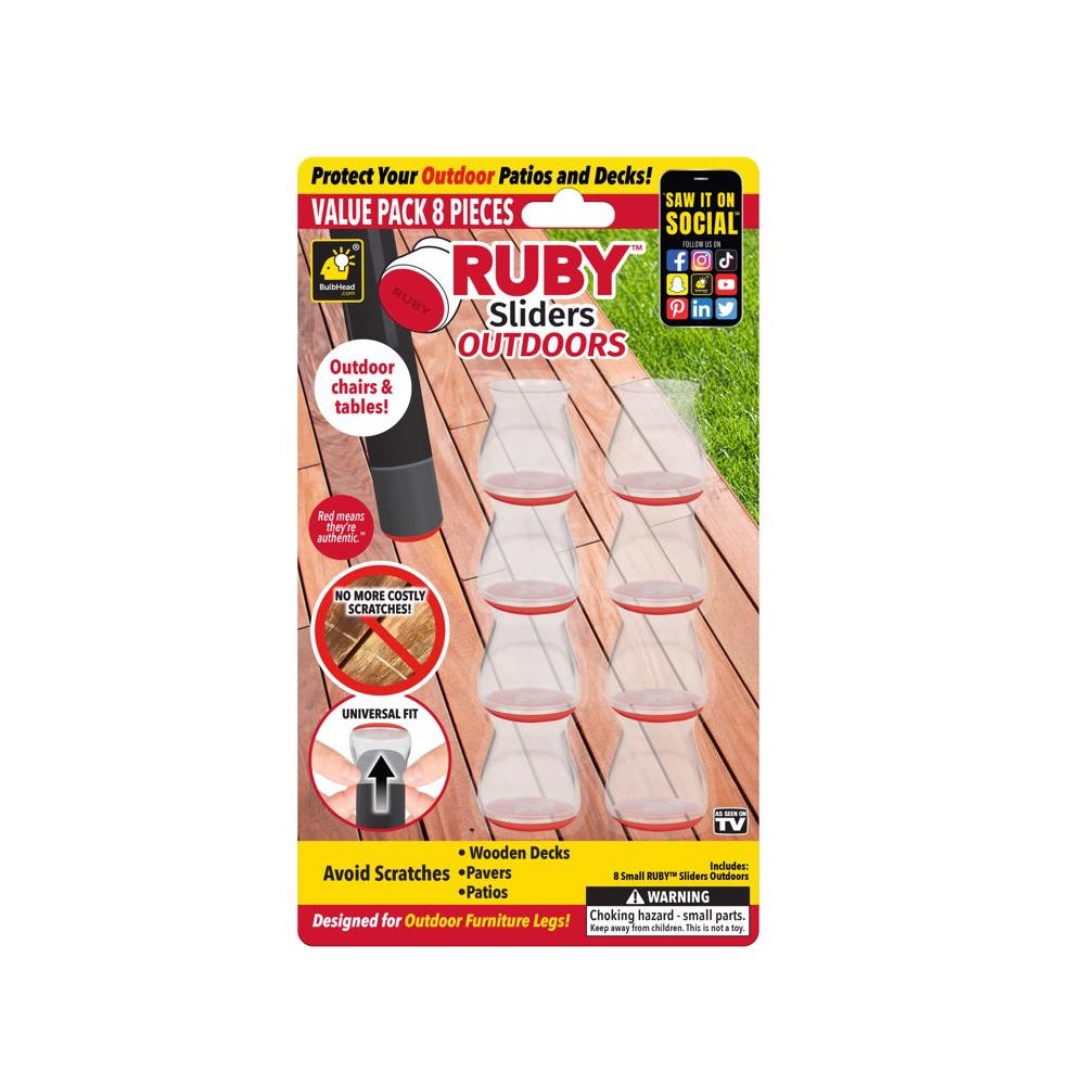 Ruby 16681-12 Outdoor Furniture Sliders, Clear/Red