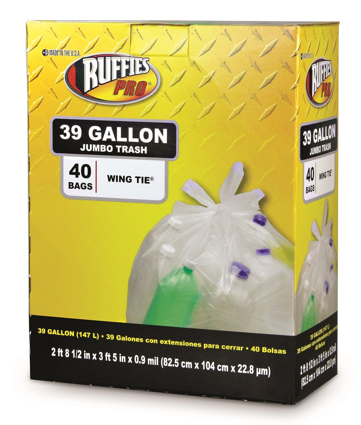 Ruffies Pro 1124921 Jumbo Trash Bags, 39 Gallon