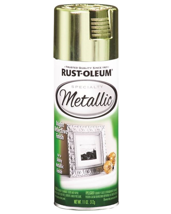 Rust-Oleum 1936830 Interior Metallic Spray Paint,11 Oz., Brass