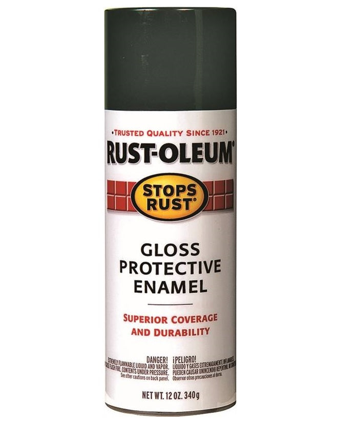 Rust-Oleum 214086 Stops Rust Spray Paint, Gloss Green