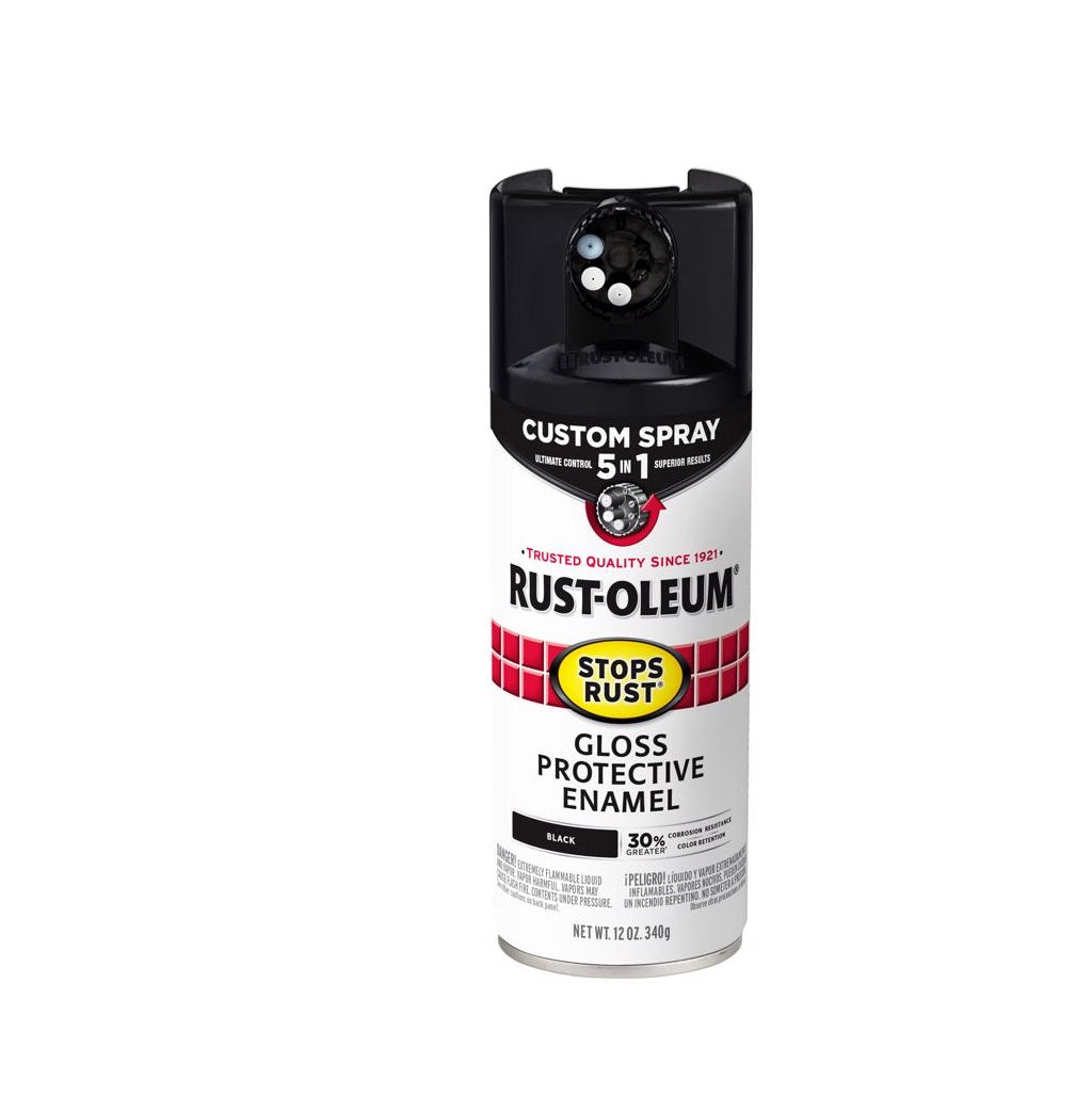 Rust-Oleum 376884 Stops Rust Gloss Protective Enamel Spray, Black, 12 oz
