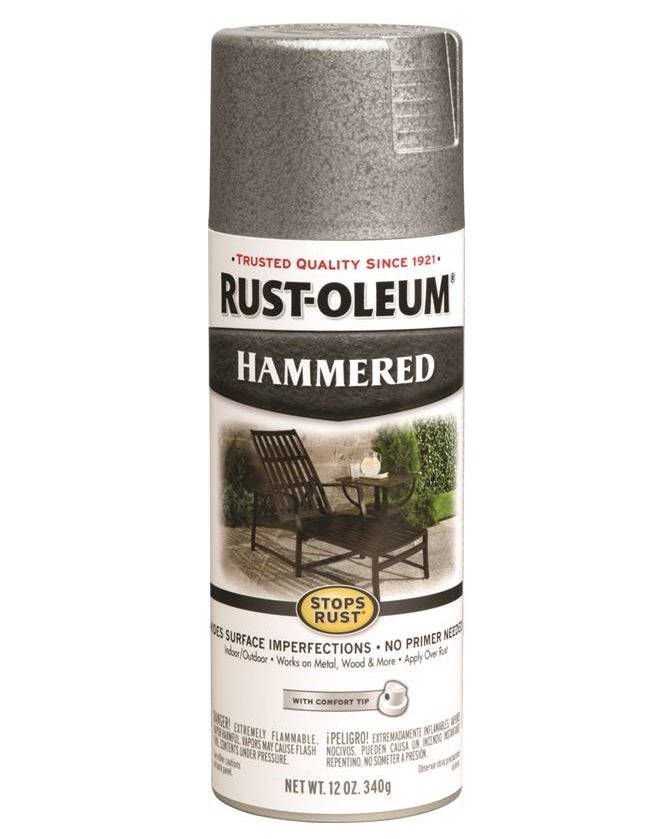 Rust-Oleum 7213830 Stops Rust Hammered Enamel Spray Paint, Silver, 12 Oz
