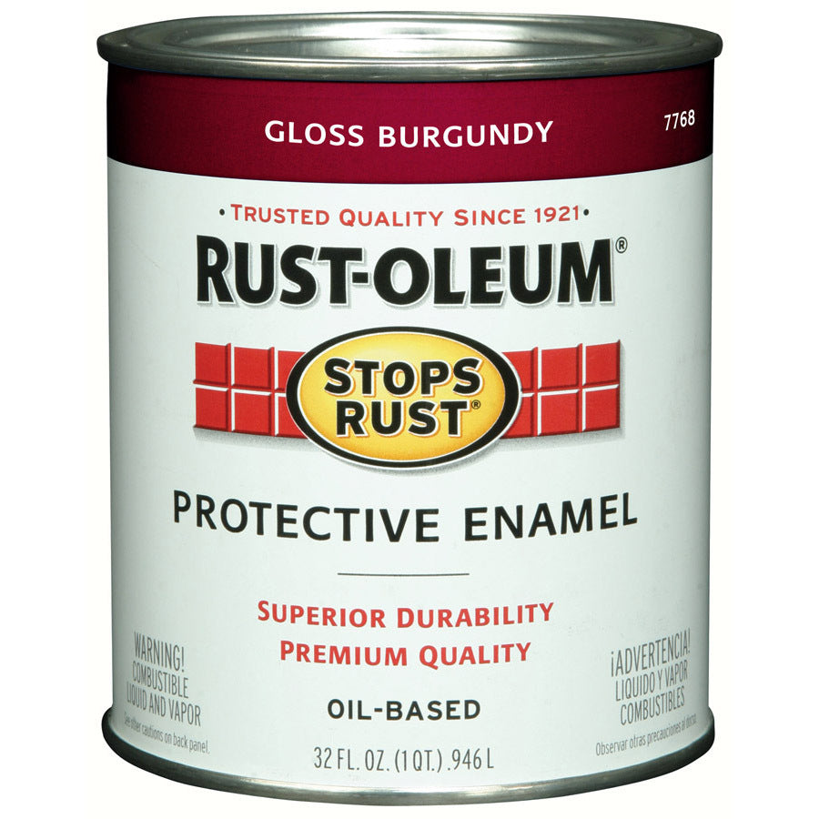 Rust-Oleum 7768-502 Stops Rust Protective Enamel, Gloss Burgundy, 1-Quart