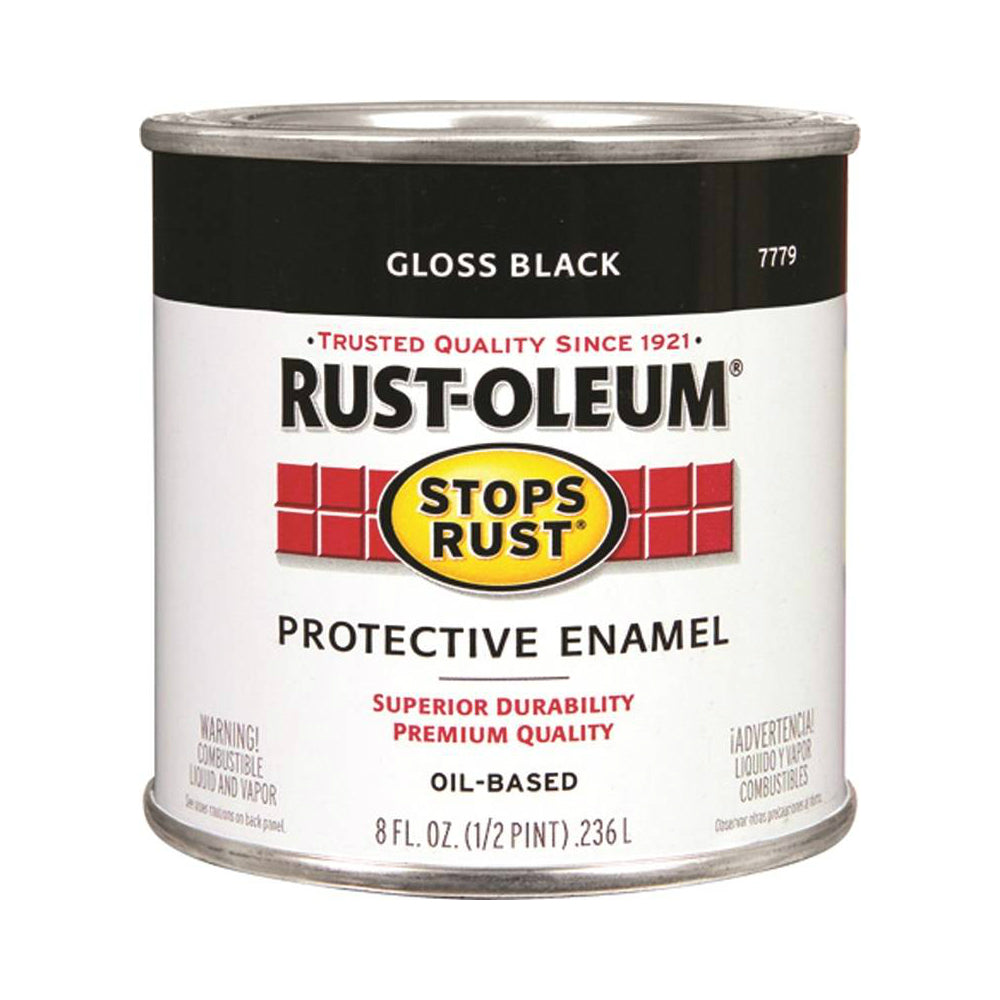 Rust-Oleum 7779730 Stops Rust Protective Enamel, Black, 0.5 Pt