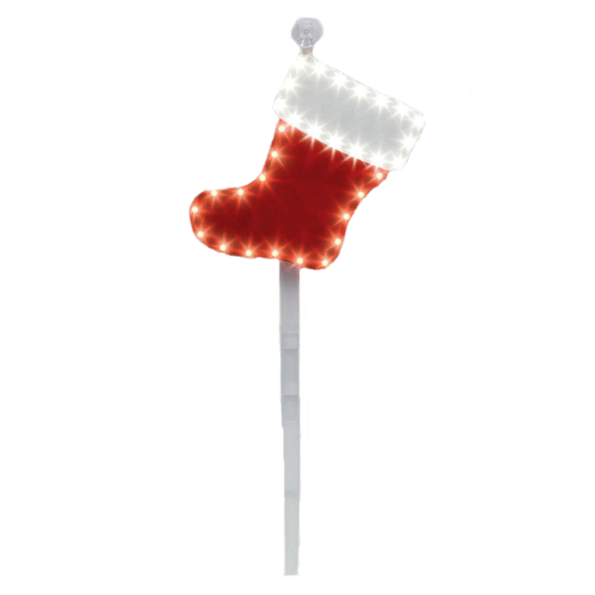 Santas Best 7407424U Christmas LED Stocking Stake, 12", Red/White