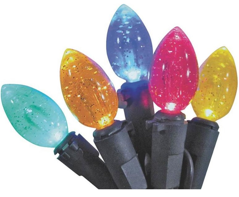 Santa's Forest 04580 C5 Lens Glitter Christmas Lights, 200 Lights, Multicolor